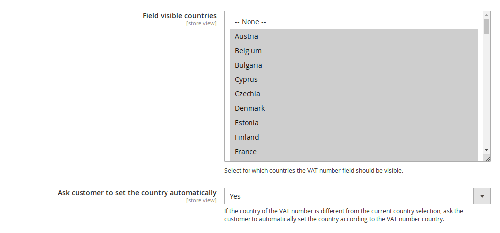 EU VAT Integration Settings