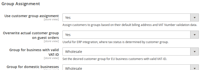 Optional Customer Group Assignment